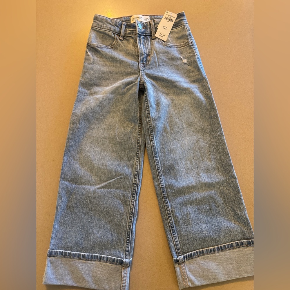 Abercrombie Kids Girls Wide Leg Cuffed Jeans